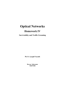 Optical Networks Homework IV Survivability and Traffic Grooming