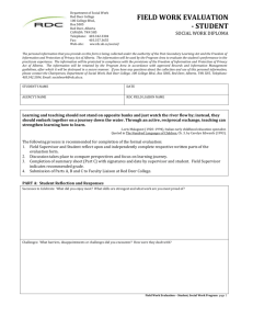 Field Work Evaluation - Student, Social Work