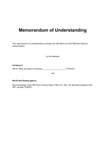 Memorandum of Understanding and Confidentiality