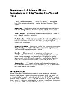 Management of Urinary Stress Incontinence in KSA Tension