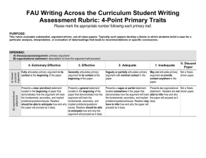FAU Writing Across the Curriculum Student Writing Assessment Rubric
