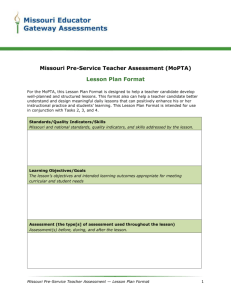 Lesson Plan Format (Word) - The Missouri Performance Assessments
