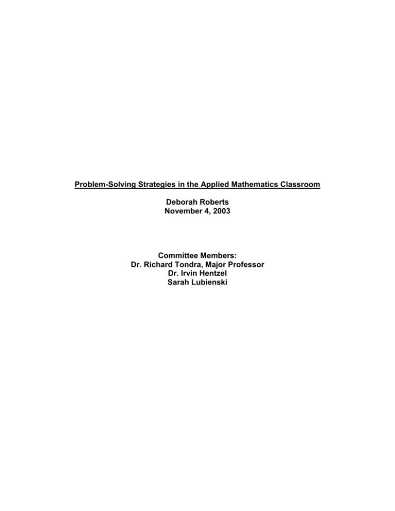Problem-Solving Strategies in the Applied Math Classroom