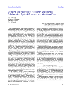 Modeling the Realities of Research Experience: Collaboration