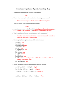 3: Worksheet: Significant Digits & Rounding