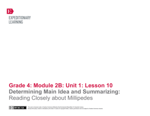 Grade 4: Module 2B: Unit 1: Lesson 10 Determining Main Idea and