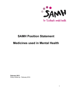 SAMH`s position statement on medicines used in mental health