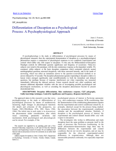 Differentiation of Deception as a Psychological Process
