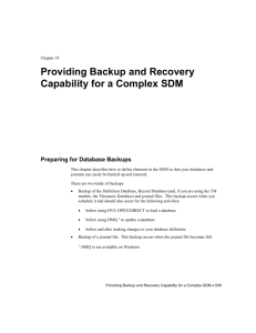 Providing Backup and Recovery Capability for a Complex SDM