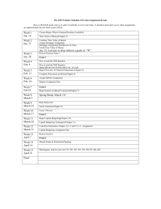 Fin 330 Tentative Schedule of Events/Assignments/Exams