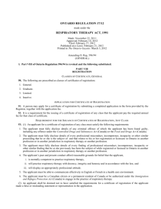 RESPIRATORY THERAPY ACT, 1991