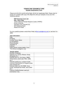 Sample submission form - Yerkes Regional Primate Research Center