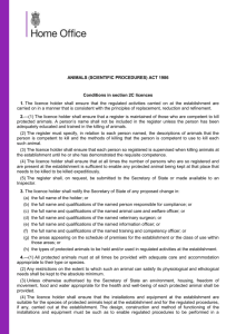 Establishment licence: standard conditions