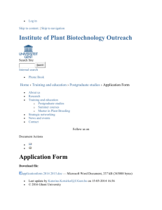 Application Form — Institute of Plant Biotechnology Outreach