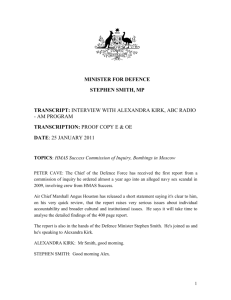 MINISTER FOR DEFENCE STEPHEN SMITH, MP TRANSCRIPT
