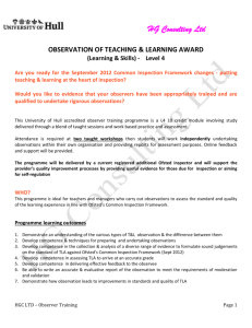 OBSERVATION OF TEACHING & LEARNING AWARD