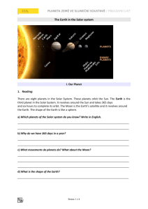CLIL PRACOVNÍ LIST - TÉMA: The Earth in the Solar system