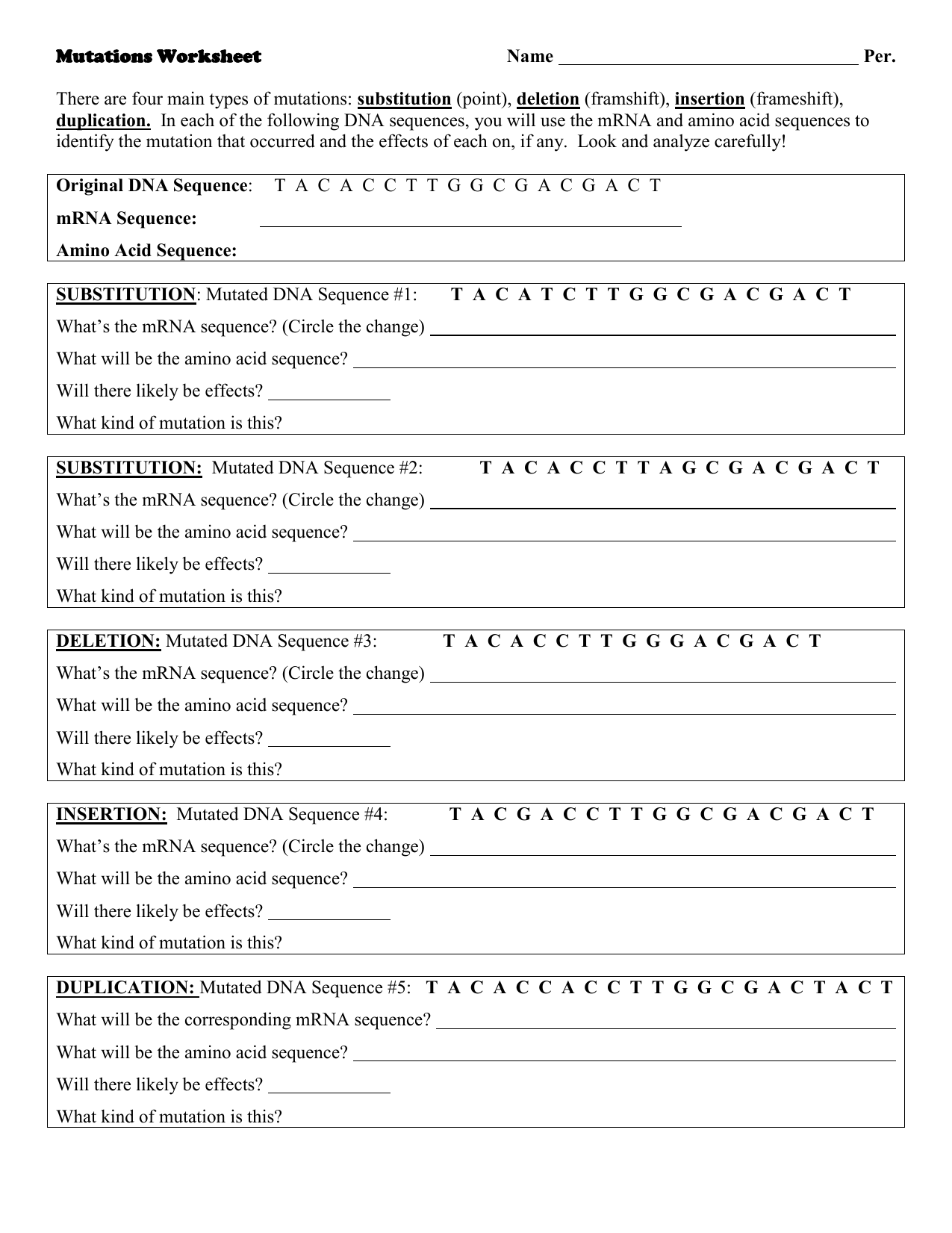 worksheet. Types Of Mutations Worksheet. Grass Fedjp Worksheet Study Site