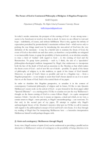The Future of God in Continental Philosophy of Religion: A Hegelian