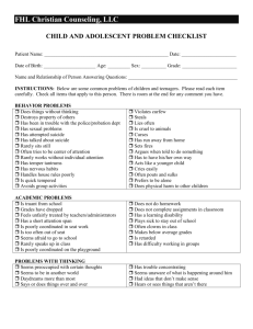 Child concerns checklist - FHL Christian Counseling, LLC