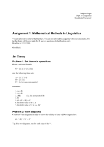 Assignment 1: Mathematical Methods in Linguistics
