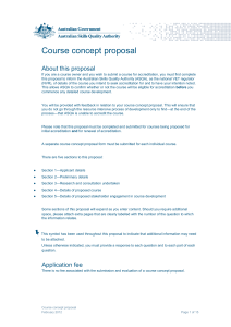 Course concept proposal - Australian Skills Quality Authority