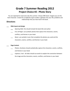 Grade 7 Summer Reading 2012 Project Choice #2 : Photo Story You