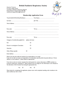 application form - British paediatric respiratory society