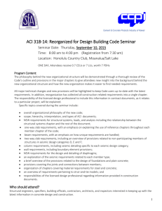 ACI 318-14 Reorganized for Design Building Code Seminar