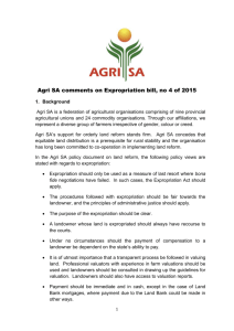 Agri SA comments on Exropriation Bill of 2015
