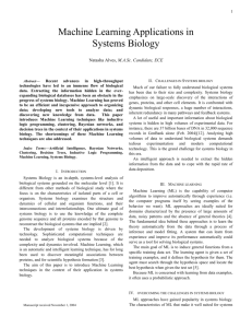 V. Machine learning applications in Systems biology