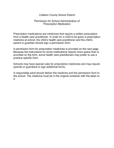 Permission for School Administration of Prescription Medication
