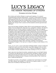 Extension Activities: Ethiopia Rich in history and tradition, Ethiopia is