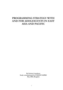 Programming strategy with and for adolescents in East Asia