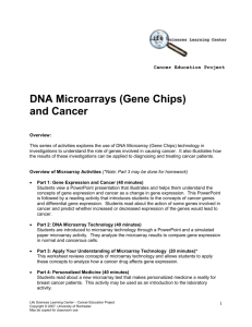 Microarrays and Cancer - University of Rochester Medical Center