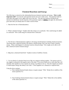 Chemical Reactions and Energy