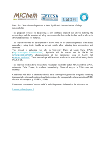 Post - doc : New Chemical synthesis and characterization of alloys