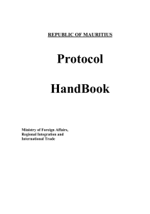 Protocol Handbook - Ministry of Foreign Affairs, Regional Integration