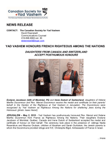 Yad Vashem Honours French Righteous Among the Nations