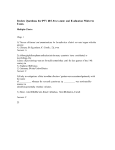 Review Questions for PSY 405 Assessment and Evaluation Midterm