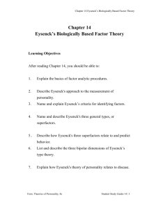 Chapter 14 Eysenck`s Biologically Based Factor Theory Chapter 14
