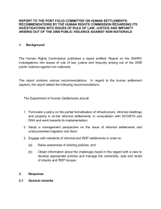 report to the port folio committee on human settlements
