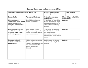 Assessment Report Summary (Five Column Model)