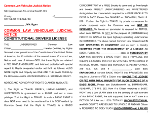 common law vehicular judicial notice constitutional drivers license