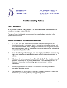 Confidentiality and Statement - Madawaska Valley Association for