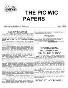 THE PIC WIC PAPERS Wimberley Institute of Cultures May 2008
