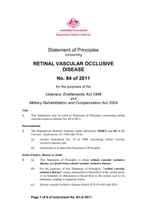 Statement of Principles 84 of 2011 retinal vascular occlusive