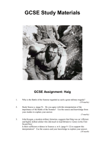 Haig and World War I GCSE Study Materials