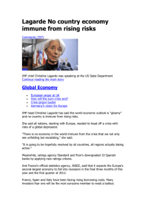 Lagarde No country economy immune from rising risks
