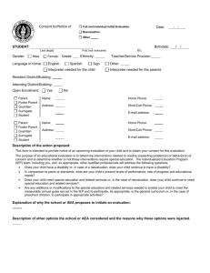 Consent for/Notice of Evaluation, Page 1